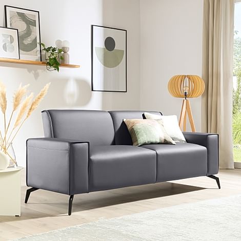 Ellison 3 Seater Sofa, Grey Premium Faux Leather