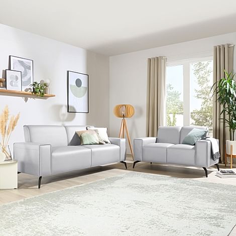 Ellison 3+2 Seater Sofa Set, Light Grey Premium Faux Leather