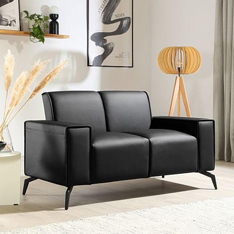 Ellison 2 Seater Sofa, Black Premium Faux Leather