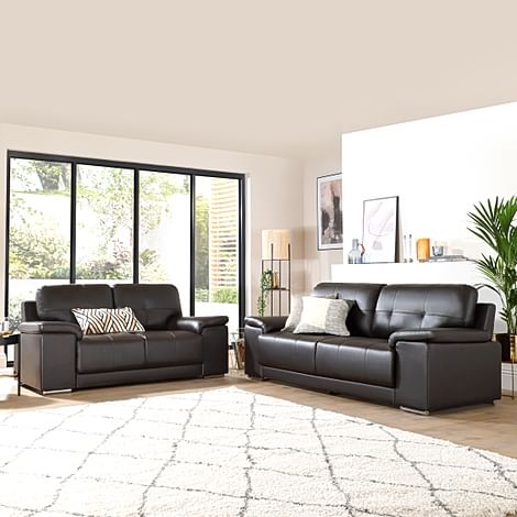 Kansas 3+2 Seater Sofa Set, Brown Premium Faux Leather