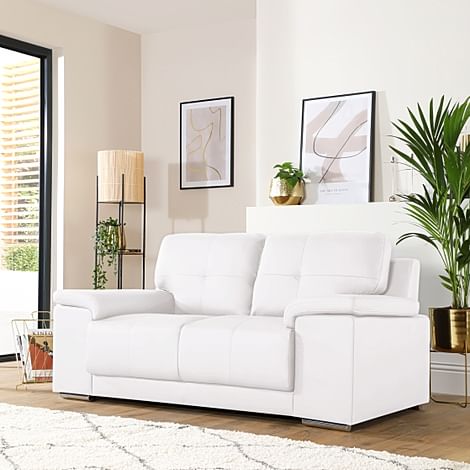 Kansas 2 Seater Sofa, White Premium Faux Leather