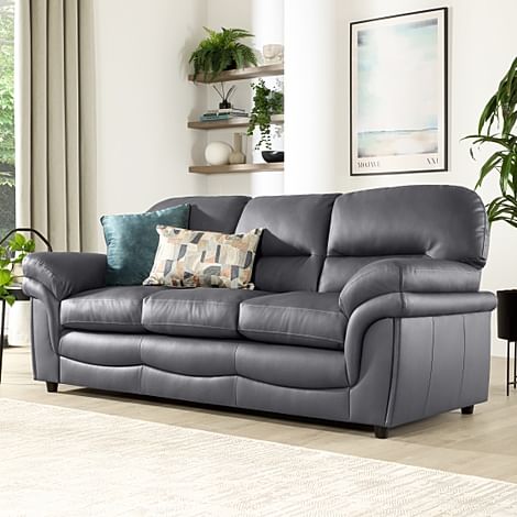 Anderson 3 Seater Sofa, Grey Classic Faux Leather