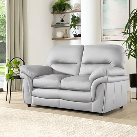 Anderson 2 Seater Sofa, Light Grey Classic Faux Leather