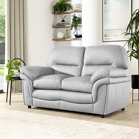 Anderson 2 Seater Sofa, Light Grey Classic Faux Leather