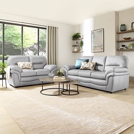 Anderson 3+2 Seater Sofa Set, Light Grey Classic Faux Leather