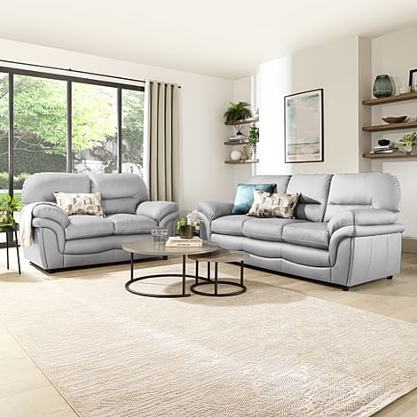 Anderson 3+2 Seater Sofa Set, Light Grey Classic Faux Leather