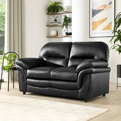 Anderson 2 Seater Sofa, Black Classic Faux Leather