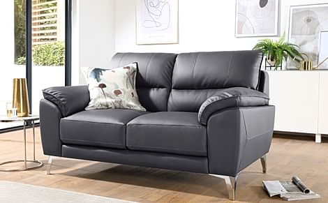 Porto 2 Seater Sofa, Grey Premium Faux Leather
