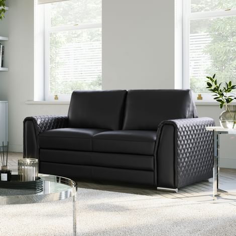 Atlanta 2 Seater Sofa, Black Premium Faux Leather