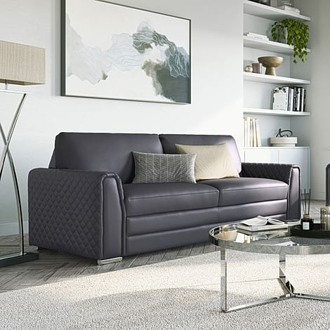Atlanta 3 Seater Sofa, Grey Premium Faux Leather