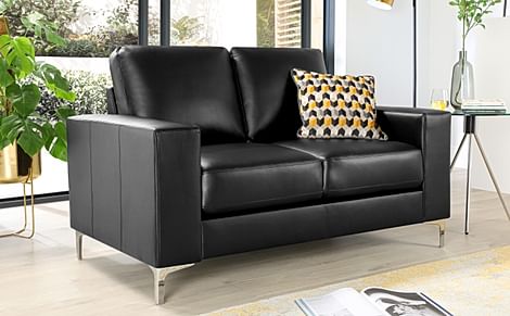 Baltimore 2 Seater Sofa, Black Premium Faux Leather