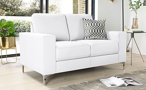 Baltimore 2 Seater Sofa, White Premium Faux Leather