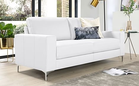 Baltimore 3 Seater Sofa, White Premium Faux Leather