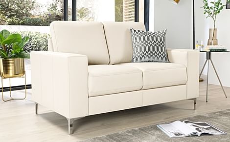 Baltimore 2 Seater Sofa, Ivory Premium Faux Leather