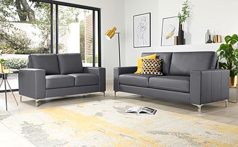 Baltimore 3+2 Seater Sofa Set, Grey Premium Faux Leather