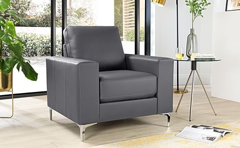 Baltimore Armchair, Grey Premium Faux Leather