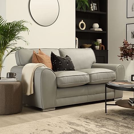 Burford 2 Seater Sofa, Light Grey Premium Faux Leather