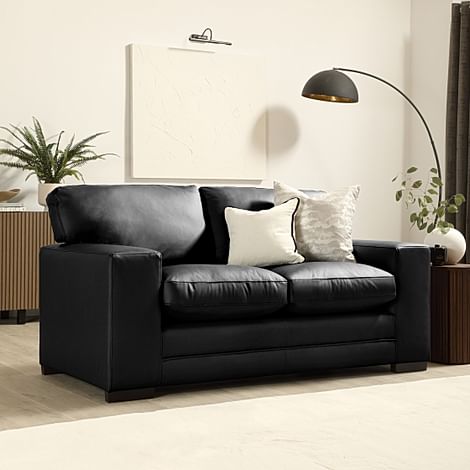 Manhattan 2 Seater Sofa, Black Premium Faux Leather
