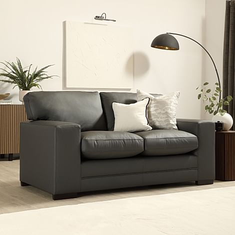 Manhattan 2 Seater Sofa, Grey Premium Faux Leather