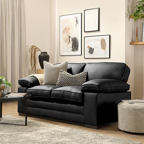Chatham 2 Seater Sofa, Black Premium Faux Leather