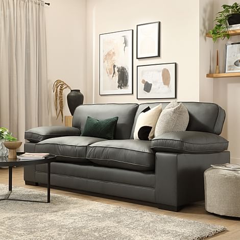 Chatham 3 Seater Sofa, Grey Premium Faux Leather