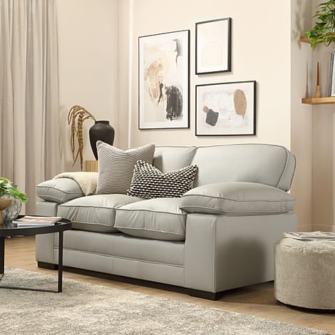 Chatham 2 Seater Sofa, Light Grey Premium Faux Leather