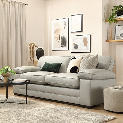 Chatham 3 Seater Sofa, Light Grey Premium Faux Leather