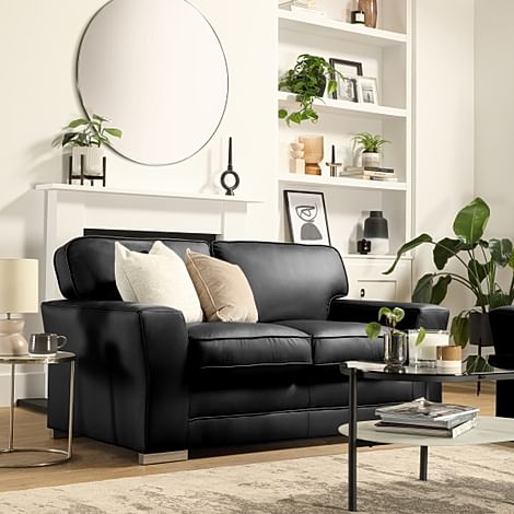 Vermont 2 Seater Sofa, Black Premium Faux Leather