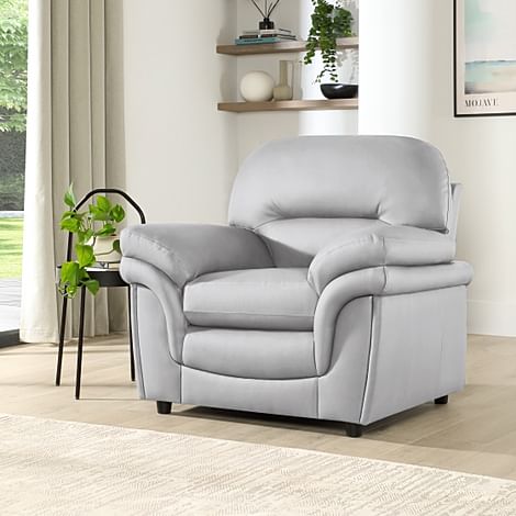 Anderson Armchair, Light Grey Premium Faux Leather