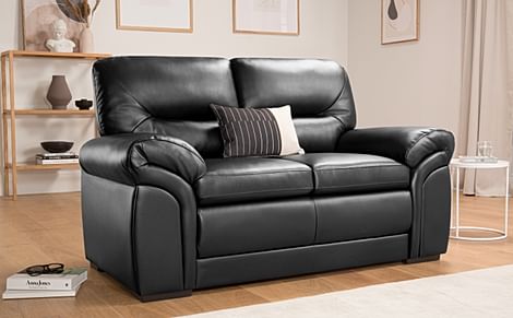 Bromley 2 Seater Sofa, Black Premium Faux Leather