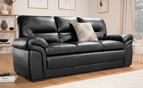 Bromley 3 Seater Sofa, Black Premium Faux Leather