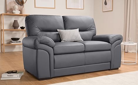 Bromley 2 Seater Sofa, Grey Classic Faux Leather