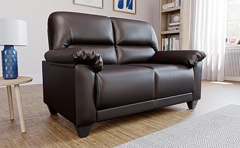 Kenton 2 Seater Sofa, Brown Premium Faux Leather