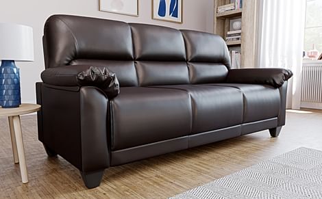Kenton 3 Seater Sofa, Brown Premium Faux Leather