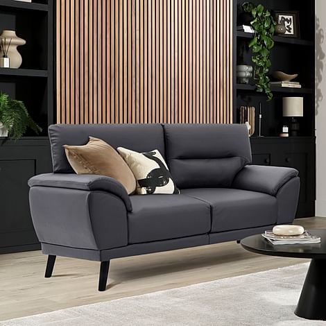 Alena 2 Seater Sofa, Grey Premium Faux Leather