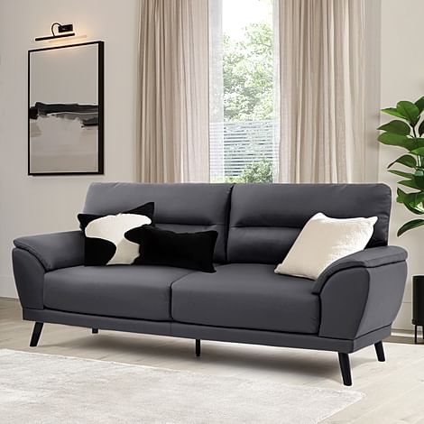 Alena 3 Seater Sofa, Grey Premium Faux Leather