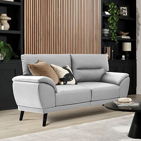 Alena 2 Seater Sofa, Light Grey Premium Faux Leather