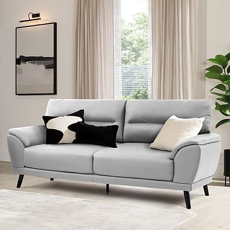 Alena 3 Seater Sofa, Light Grey Premium Faux Leather