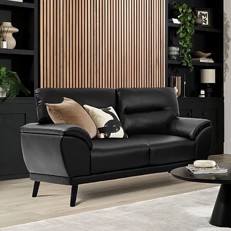Alena 2 Seater Sofa, Black Premium Faux Leather