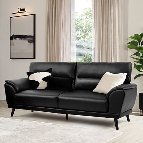 Alena 3 Seater Sofa, Black Premium Faux Leather