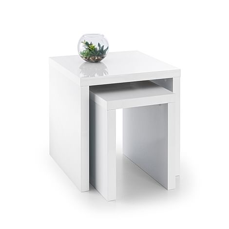 Strand White High Gloss Nest Of Side, Small High Lamp Tables