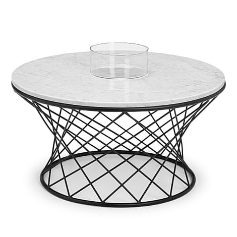 Curzon Round Solid Marble and Black Metal Coffee Table