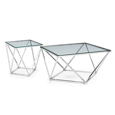 Marino Glass and Chrome Coffee and Side Table Set