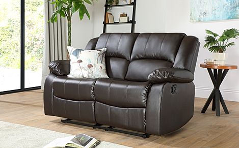 Dakota 2 Seater Recliner Sofa, Brown Classic Faux Leather