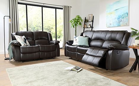 Dakota 3+2 Seater Recliner Sofa Set, Brown Classic Faux Leather
