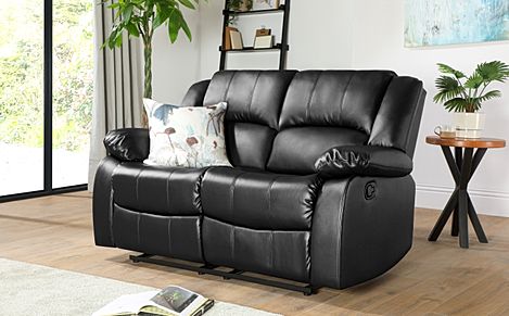 Dakota 2 Seater Recliner Sofa, Black Classic Faux Leather