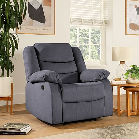 Sorrento Recliner Armchair, Slate Grey Classic Plush Fabric