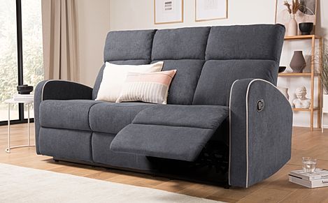 Ashby Slate Grey Plush Fabric 3 Seater Recliner Sofa