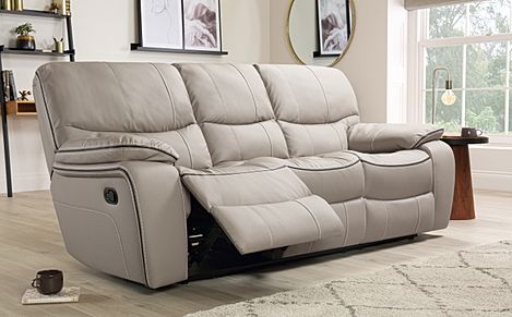 Beaumont 3 Seater Recliner Sofa, Stone Grey Classic Faux Leather