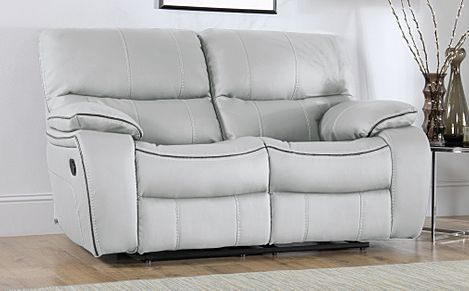 Beaumont Light Grey Leather 2 Seater Recliner Sofa